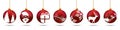 Banners from different red Christmas balls. Christmas symbol icons hanging, Merry Christmas, Happy New Year Ã¢â¬â for stock Royalty Free Stock Photo